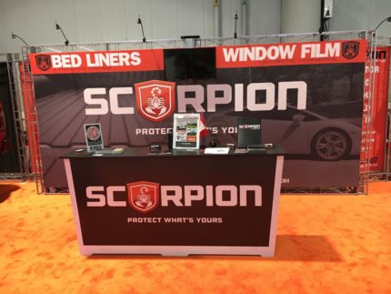 Effective graphic design on a 20 ft trade show exhibit Rental