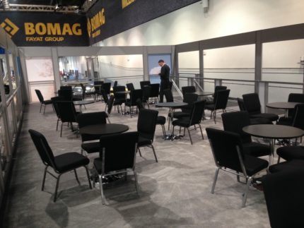 Meeting tables used in two story double deck exhibit