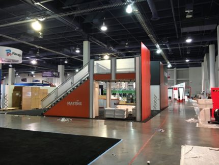 Trade show double deck rental with open floor space design