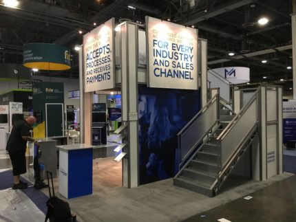 Trade show double deck with wrap around stair design