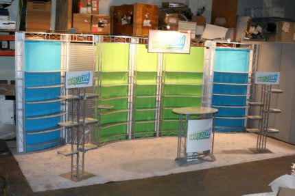 Use of color in a trade show booth to separate product categories